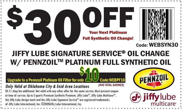 Synthetic oil on sale change coupons